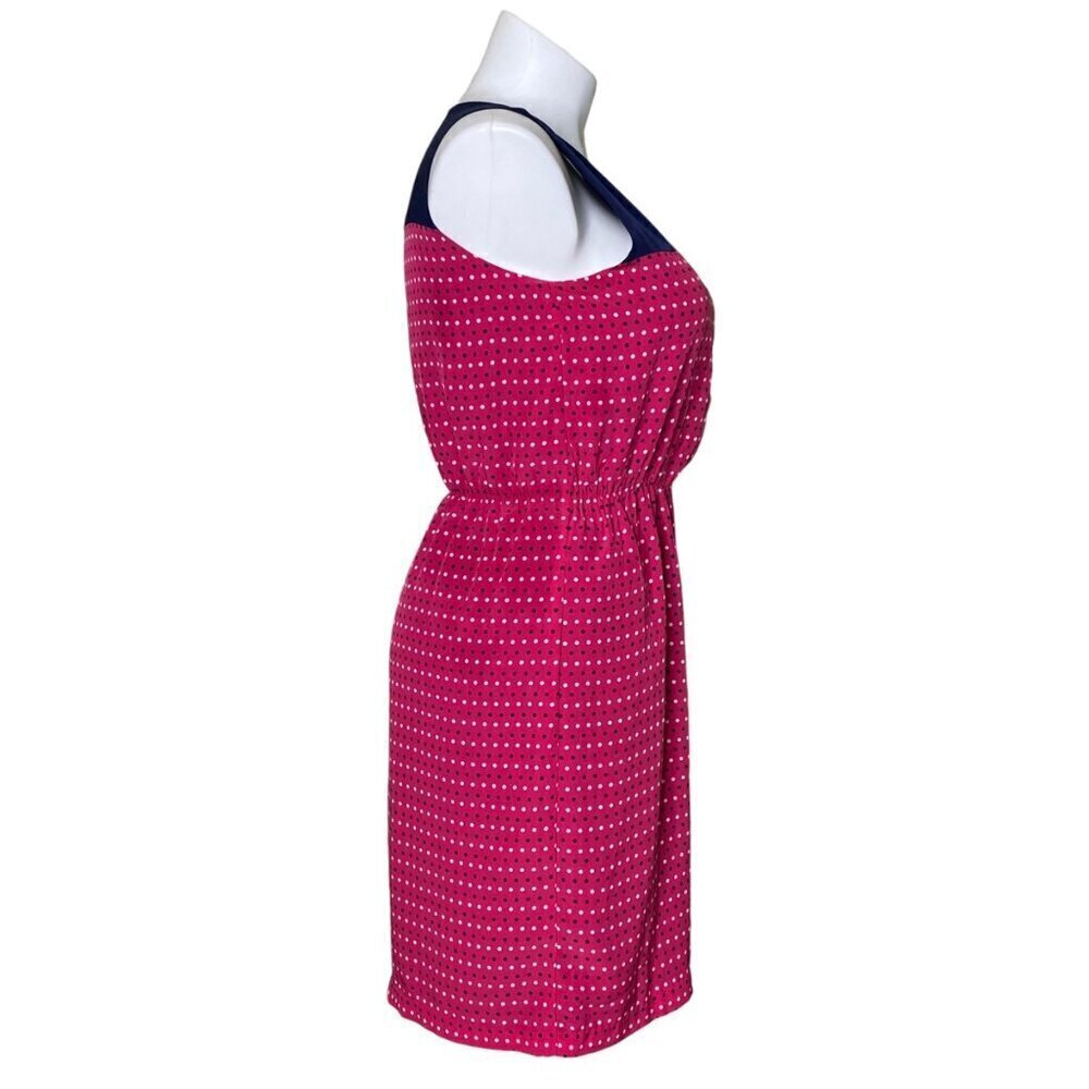 Tommy Hilfiger Polka Dot Elastic Waist Dress, Navy Pink Sleeveless Women's Size - Picture 4 of 10